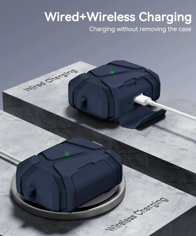 Alt view image 6 of 7 - for AirPods Pro 3rd Case with Secure Lock-Blue With Phone Stand Design Compatible with Airpods Pro 3 Generation Cover with Cleaner Kit