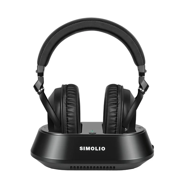 Main image of Wireless TV Headphones for Seniors, Bluetooth Headset for PC/Phone Clear Dialog, Optical Passthrough to Soundbar, 3 EQ, Replaceable Earmuffs, Volume Control, No Delay, Charging Dock