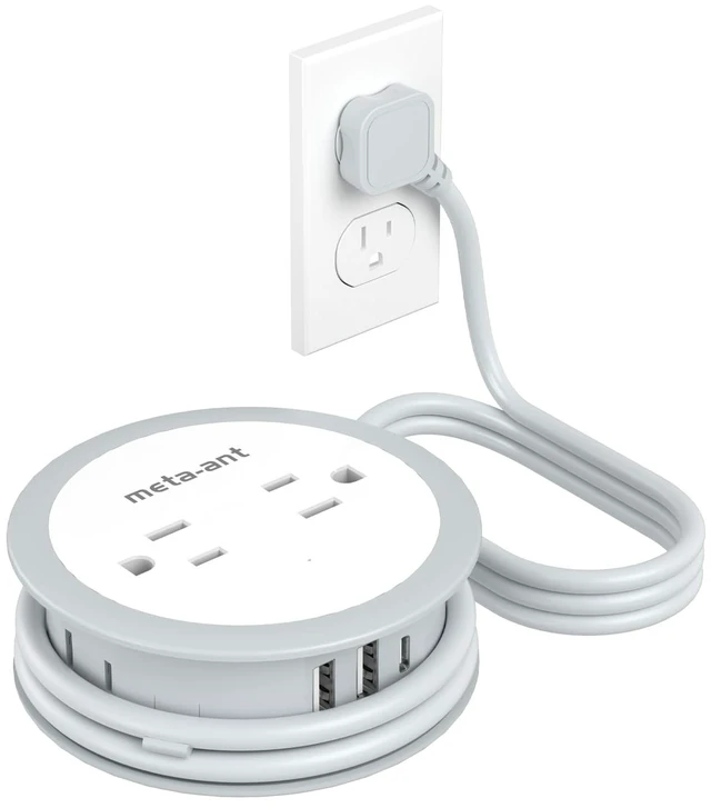 Alt view image 2 of 7 - Cruise Power Strip for Travel, 7 in 1 Extension Cord with 4 AC Outlets 2 USB-A and 1 USB-C Ports, 5 ft Flat Plug Wrapped Around Power Strip for Cruise Office, Hotel, Home
