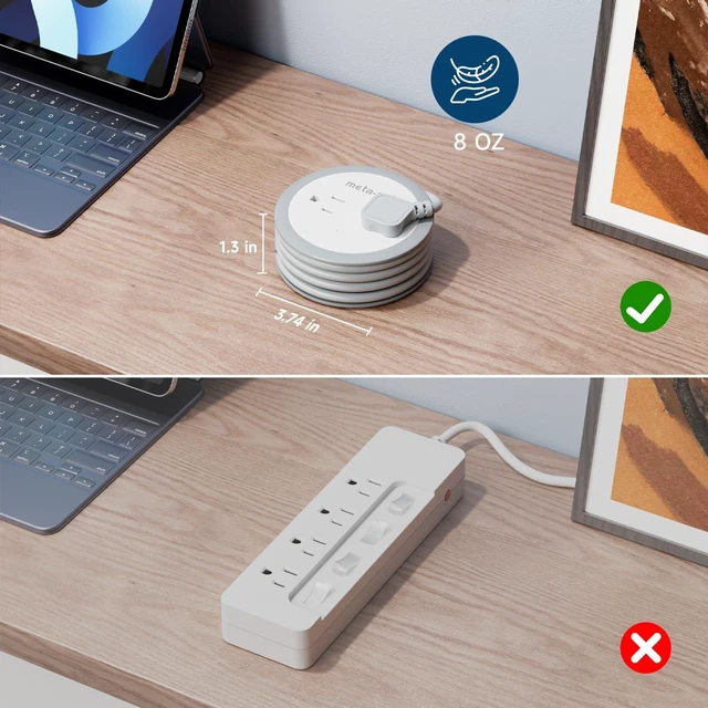 Alt view image 7 of 7 - Cruise Power Strip for Travel, 7 in 1 Extension Cord with 4 AC Outlets 2 USB-A and 1 USB-C Ports, 5 ft Flat Plug Wrapped Around Power Strip for Cruise Office, Hotel, Home