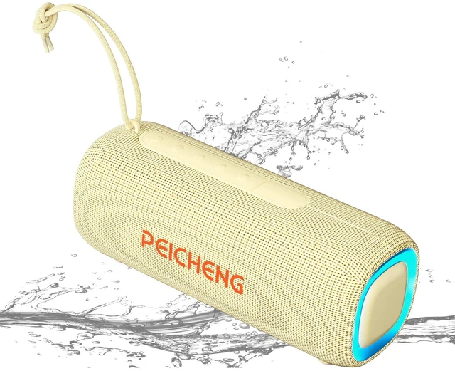 Main image of Bluetooth Speaker, Portable Wireless Clear Loud Stereo Sound IPX5 Waterproof with RGB Lights BT5.3 Long Playtime TWS Pairing,for Home Party Outdoor Beach,Great Gift Choice (Beige)
