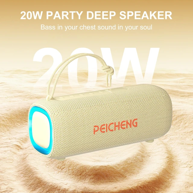 Alt view image 3 of 7 - Bluetooth Speaker, Portable Wireless Clear Loud Stereo Sound IPX5 Waterproof with RGB Lights BT5.3 Long Playtime TWS Pairing,for Home Party Outdoor Beach,Great Gift Choice (Beige)