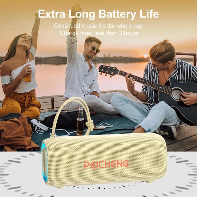 Alt view image 6 of 7 - Bluetooth Speaker, Portable Wireless Clear Loud Stereo Sound IPX5 Waterproof with RGB Lights BT5.3 Long Playtime TWS Pairing,for Home Party Outdoor Beach,Great Gift Choice (Beige)