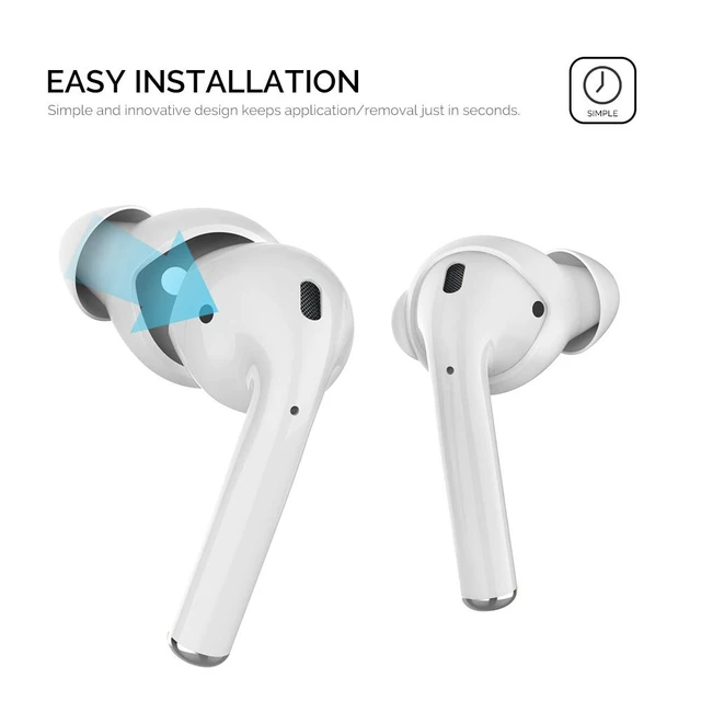 Alt view image 4 of 7 - 3 Pairs AirPods Ear Tips Silicone Earbuds Cover Added Storage Pouch, Noise Reduction, Anti Slip, Secure Fit, Comfortable Silicone Ear Tips Compatible with Apple AirPods