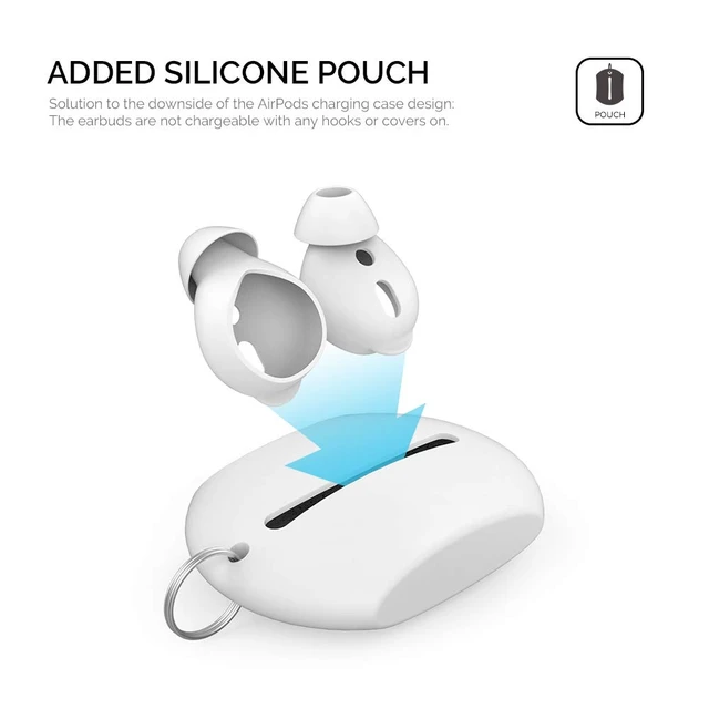 Alt view image 5 of 7 - 3 Pairs AirPods Ear Tips Silicone Earbuds Cover Added Storage Pouch, Noise Reduction, Anti Slip, Secure Fit, Comfortable Silicone Ear Tips Compatible with Apple AirPods