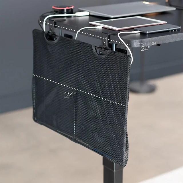 Alt view image 5 of 7 - Black Clamp-on 24 inch Desk Cable Management Sleeve, DESK-SKIRT-24P Privacy Desk Skirt, Cable Organizer, Wire Hider Kit Panel System