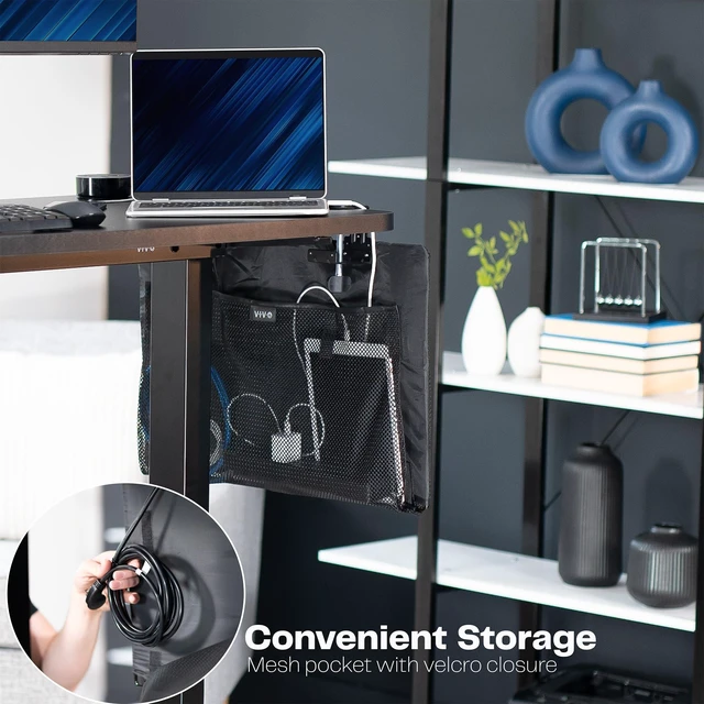 Alt view image 6 of 7 - Black Clamp-on 24 inch Desk Cable Management Sleeve, DESK-SKIRT-24P Privacy Desk Skirt, Cable Organizer, Wire Hider Kit Panel System