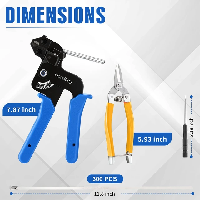 Alt view image 2 of 7 - 300PCS Stainless Steel Cable Tie Gun Kit, 11.8 Inch Heavy Duty 304 Metal Zip Ties - Self-Locking, UV & Rustproof Resistant for Fencing, Automotive, Exhaust Wrap, Chicken Coop (BLUE)