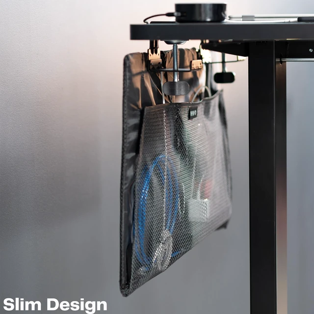Alt view image 7 of 7 - Black Clamp-on 24 inch Desk Cable Management Sleeve, DESK-SKIRT-24P Privacy Desk Skirt, Cable Organizer, Wire Hider Kit Panel System