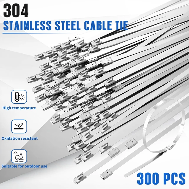 Alt view image 5 of 7 - 300PCS Stainless Steel Cable Tie Gun Kit, 11.8 Inch Heavy Duty 304 Metal Zip Ties - Self-Locking, UV & Rustproof Resistant for Fencing, Automotive, Exhaust Wrap, Chicken Coop (BLUE)
