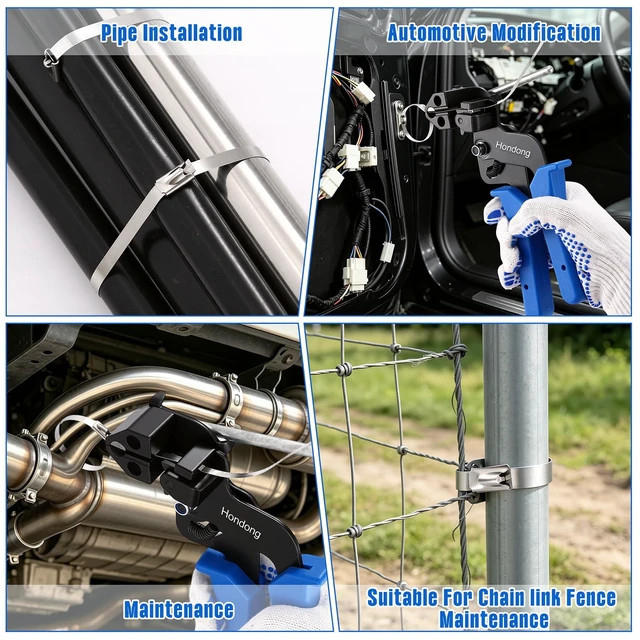 Alt view image 7 of 7 - 300PCS Stainless Steel Cable Tie Gun Kit, 11.8 Inch Heavy Duty 304 Metal Zip Ties - Self-Locking, UV & Rustproof Resistant for Fencing, Automotive, Exhaust Wrap, Chicken Coop (BLUE)