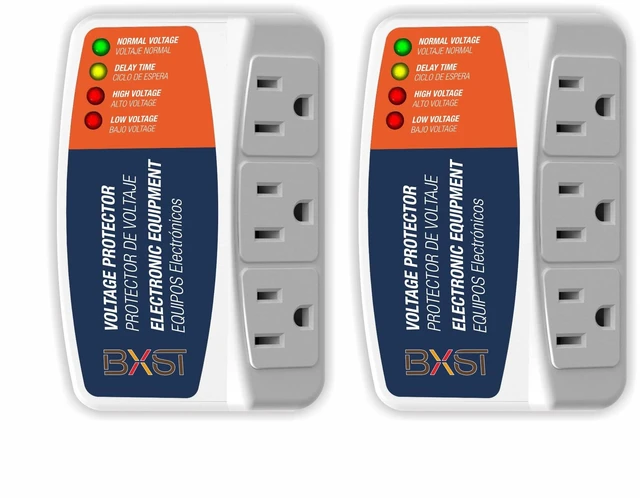 Main image of Surge Protector 3 Outlet Power Voltage Protector for Home Protects Against High and Low Voltage Brownout Surge Protector for Refrigerator/TV/PC 15A, 120V, 1800W (2 Pack)