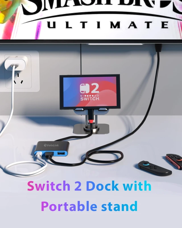 Alt view image 2 of 7 - Switch 2 Dock HDMI2.1 Upgraded V22 for Nintendo Switch 2 Compatible with the Latest firmware V22+/Plug&Play/Usbc to HDMI Adapter 4k120Hz for Laptop/MacBook (Black Plug & Play)