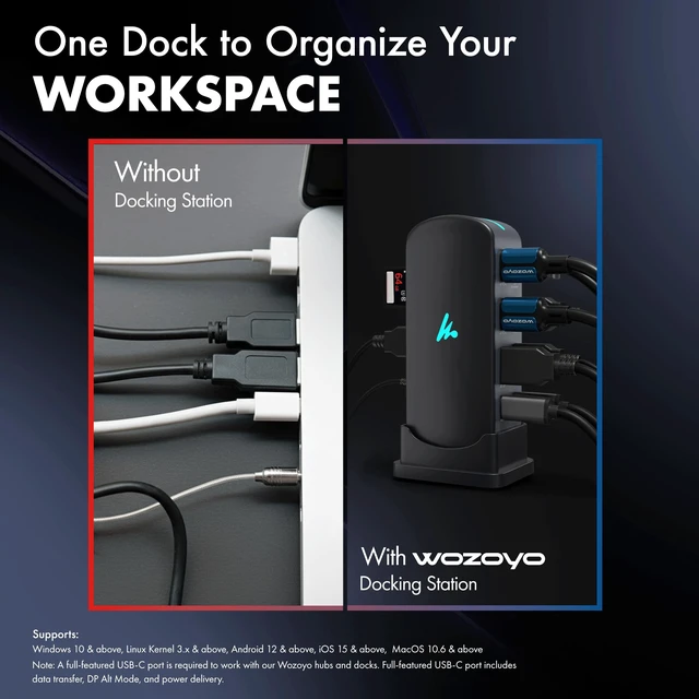 Alt view image 7 of 7 - Type C 11 in 1 Docking Station, PD 100W, 2X4K@60Hz HDMI, 4K DisplayPort,2XUSB 5Gbps, 1 Gigabit Ethernet, SD/TF,AUX Port, Compatible Thunderbolt 4, macOS, Windows, Android & iOS