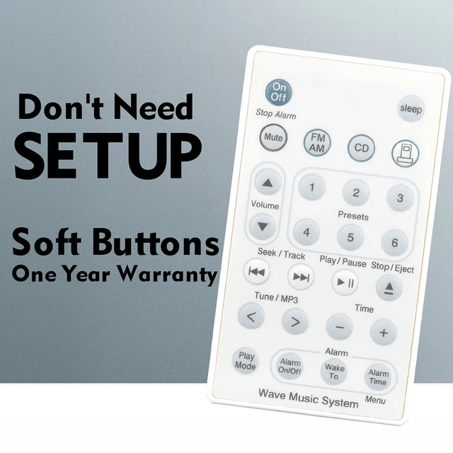 Alt view image 4 of 6 - Replacement Remote Control for Bose Wave Sound Touch Music Radio System I II III IV - Without Battery White Color