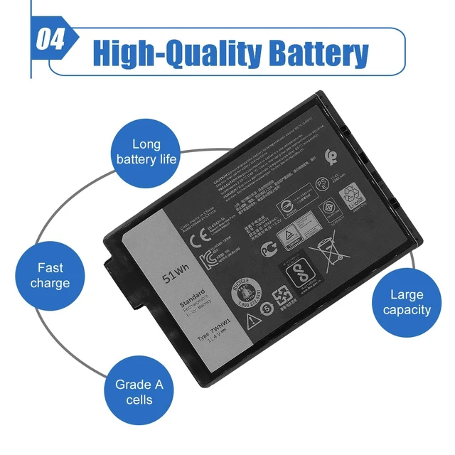 Alt view image 5 of 6 - 51Wh 7WNW1 Laptop Battery Compatible with Dell Latitude 5424 5420 7424 Rugged Extreme P85G P86G P137G001 P137G002 P85G001 P86G001 Series DMF8C 0DMF8C GK3D3 07WNW1 11.4V 4342mAh