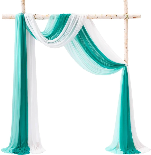 Main image of Weddings Arch Draping Fabric 3-Panel Ombre, Sheer Swag 30"x 20ft Chiffon Tulle Curtain Shimmery Ombre Swag Decor for Wedding Ceremonies Outdoor Event Birthday Parties Showers