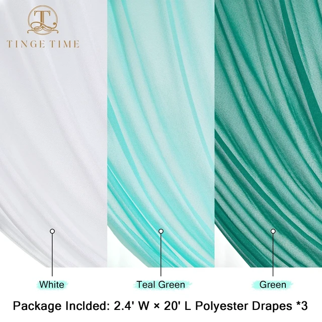 Alt view image 2 of 7 - Weddings Arch Draping Fabric 3-Panel Ombre, Sheer Swag 30"x 20ft Chiffon Tulle Curtain Shimmery Ombre Swag Decor for Wedding Ceremonies Outdoor Event Birthday Parties Showers