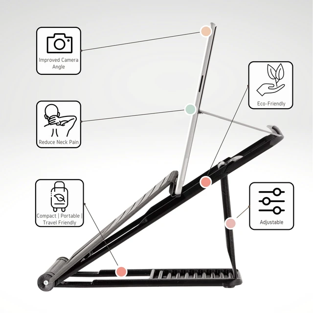 Alt view image 2 of 7 - Stand for Surface Pro with Keyboard Attached Ergonomic Desk Stand Compatible with Surface Pro 11/10/9/8/7/6/5/X & Go Adjustable Height, Lightweight, Travel Friendly