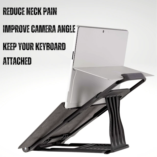 Alt view image 5 of 7 - Stand for Surface Pro with Keyboard Attached Ergonomic Desk Stand Compatible with Surface Pro 11/10/9/8/7/6/5/X & Go Adjustable Height, Lightweight, Travel Friendly