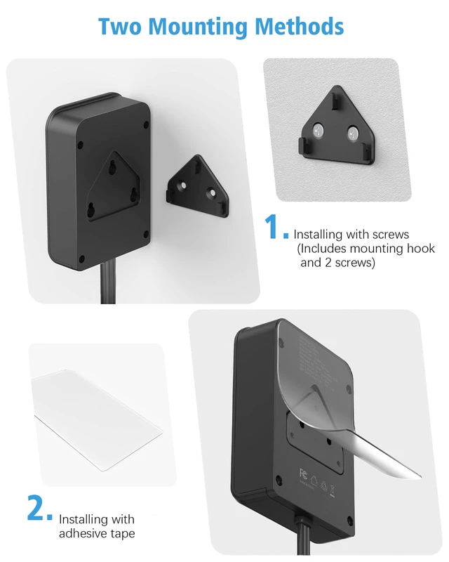 Alt view image 4 of 6 - Outlet Extender Stick, Extension Cord Flat Wall Plug, 6 FT Flat Plug Power Strip with USB C Ports, 4 Outlet, 3 USB, Home Office Dorm Room Essentials, Wall Mount, Black