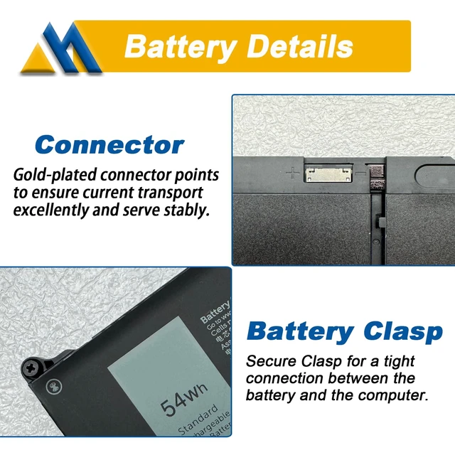 Alt view image 4 of 7 - 54Wh R73TC Laptop Battery Replacement for Dell Latitude 3340 5340 5350 5440 5540 7455 Latitude 5340 2-in-1 5350 2-in-1 Precision 3480 3580 3490 3590 inspiron 14 Plus 7441 P170G DR02P 11.4V 4623mAh