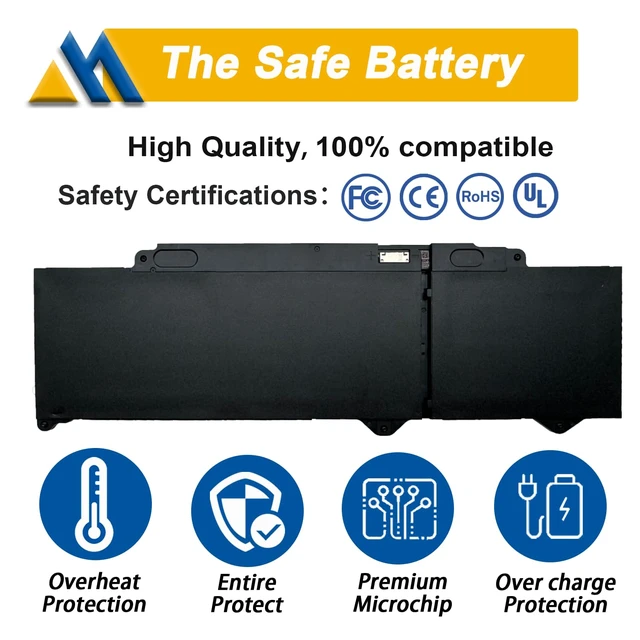 Alt view image 3 of 7 - 54Wh R73TC Laptop Battery Replacement for Dell Latitude 3340 5340 5350 5440 5540 7455 Latitude 5340 2-in-1 5350 2-in-1 Precision 3480 3580 3490 3590 inspiron 14 Plus 7441 P170G DR02P 11.4V 4623mAh