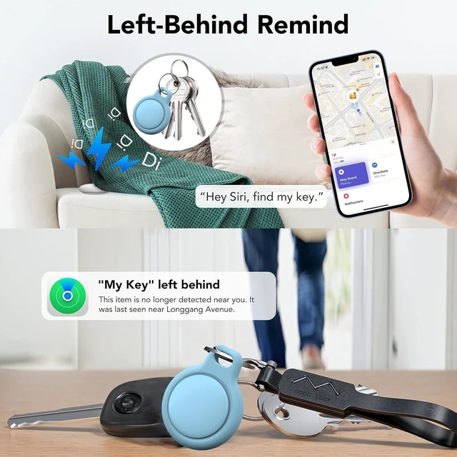 Alt view image 3 of 7 - Air Tracker Tags 4-Pack, Item Finders Work for Apple Find My APP(iOS Only) Tracker Tags for Keys, Luggage, Backpack etc,Replaceable Battery Last 1 Year, Loud Beep, IP68 Waterproof with Holder