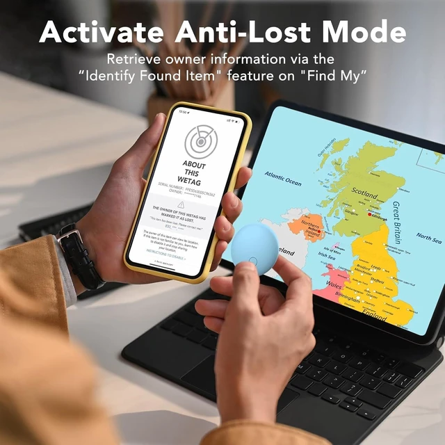 Alt view image 6 of 7 - Air Tracker Tags 4-Pack, Item Finders Work for Apple Find My APP(iOS Only) Tracker Tags for Keys, Luggage, Backpack etc,Replaceable Battery Last 1 Year, Loud Beep, IP68 Waterproof with Holder