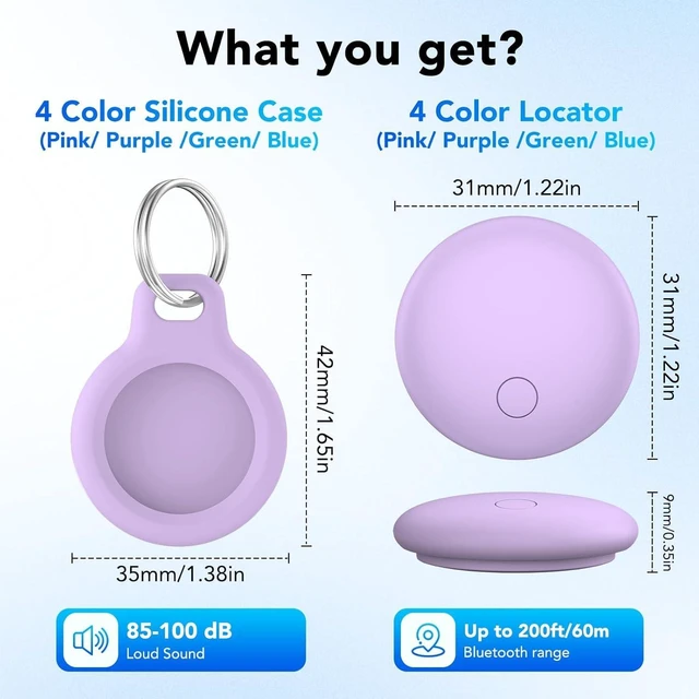 Alt view image 7 of 7 - Air Tracker Tags 4-Pack, Item Finders Work for Apple Find My APP(iOS Only) Tracker Tags for Keys, Luggage, Backpack etc,Replaceable Battery Last 1 Year, Loud Beep, IP68 Waterproof with Holder