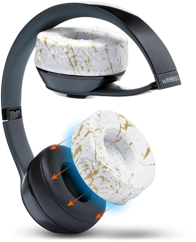 Main image of SweatZ Beats Solo - Patented Sweat Covers for Beats Solo 4, 3 & 2 Made by Wicked Cushions Made with Premium Silicone, Sweatproof, Washable & Preserves Comfort Gold Marble