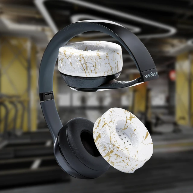 Alt view image 4 of 7 - SweatZ Beats Solo - Patented Sweat Covers for Beats Solo 4, 3 & 2 Made by Wicked Cushions Made with Premium Silicone, Sweatproof, Washable & Preserves Comfort Gold Marble