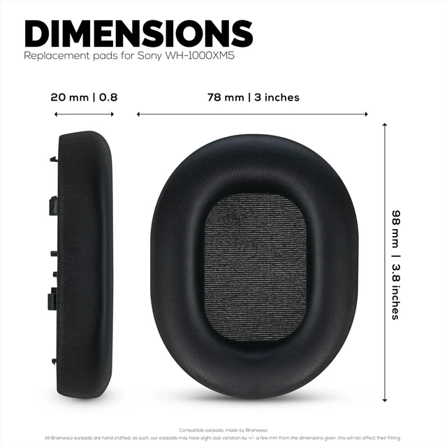 Alt view image 6 of 7 - Sheepskin Earpads for Sony WH-1000XM5 Headphones, Soft Real Leather, Memory Foam Extra Comfort, Durable & Long Lasting Ear Cushions by