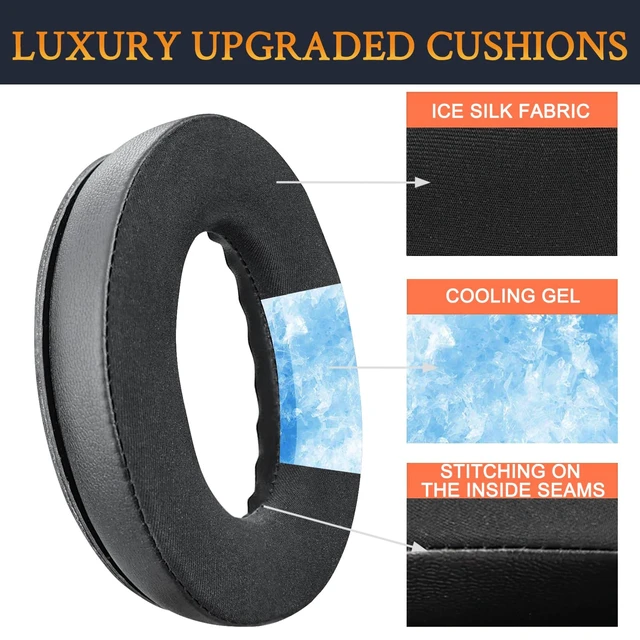 Alt view image 4 of 6 - Cooling Earpads for Bose Headphones - Black&Blue for QuietComfort QC15/QC25/QC2/QC35, (SoundTrue/SoundLink)Around-Ear I/II, AE2/AE2i