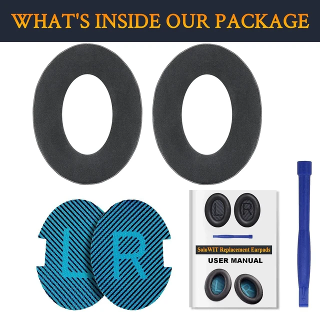 Alt view image 6 of 6 - Cooling Earpads for Bose Headphones - Black&Blue for QuietComfort QC15/QC25/QC2/QC35, (SoundTrue/SoundLink)Around-Ear I/II, AE2/AE2i