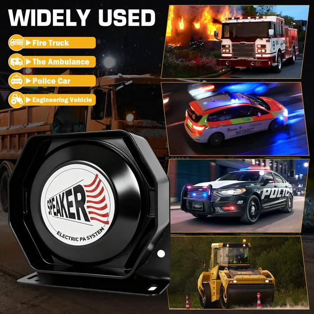Alt view image 7 of 7 - 200W Wireless Multi-Tone Emergency Car Siren Speaker PA System Kit 110-130dB Car PA System, Ultra-Slim Speaker, Wireless Handheld Microphone, Police Siren kit, IP67Waterproof, 12V Vehicles Use