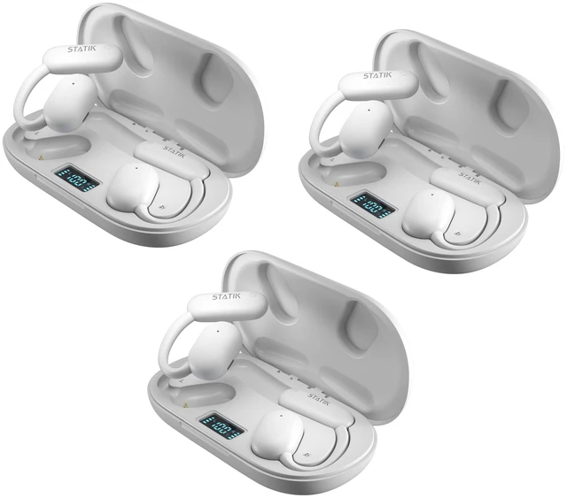 Main image of Aktive Open Ear Bluetooth Earbuds - Wireless Earphones, Fast Charging & 10 Hours Long Lasting Battery, Comfortable Secure Fit, IPX5 Water Resistant- White, 3 Pack