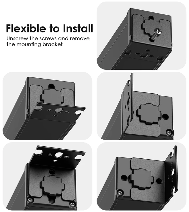 Alt view image 4 of 7 - Heavy Duty Power Strip Wall Mount, 20 Amp Surge Protector 1200J Metal 8 Outlet Under Desk Mounted 20A, Garage Power Table Socket Industrial Outlets 6-20R T-Slot, Black-6FT 12AWG Extension Cord