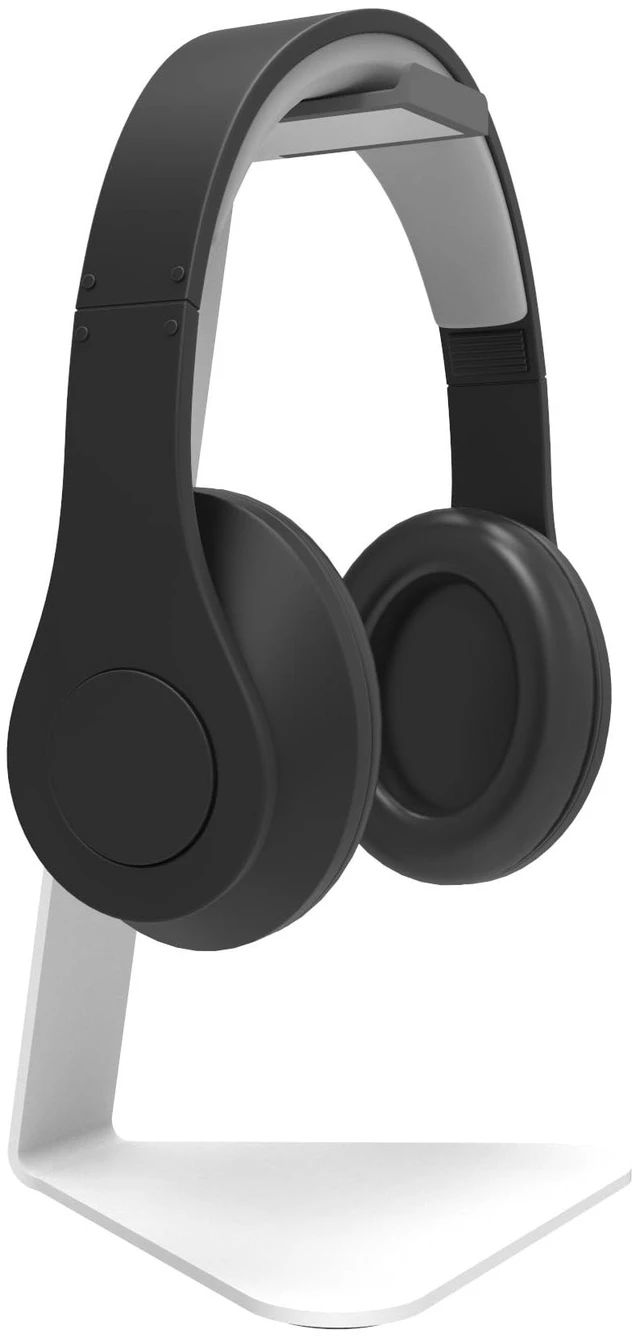 Main image of H1 Universal Headphone Stand - White - Solid Steel Construction - Curved Silicone Resting Surface
