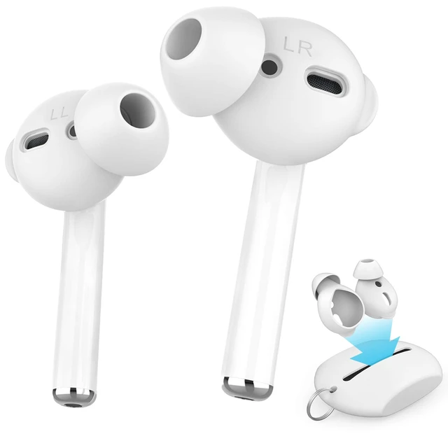 Main image of 3 Pairs Ear Tips Silicone Earbuds Cover Added Storage Pouch, Noise Reduction, Anti Slip, Secure Fit, Comfortable Silicone Ear Tips Compatible with Apple AirPods