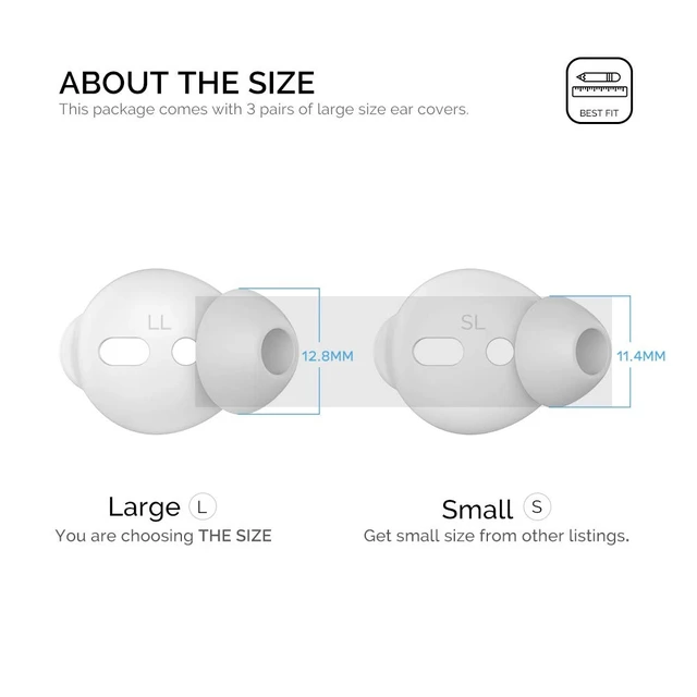 Alt view image 2 of 7 - 3 Pairs Ear Tips Silicone Earbuds Cover Added Storage Pouch, Noise Reduction, Anti Slip, Secure Fit, Comfortable Silicone Ear Tips Compatible with Apple AirPods
