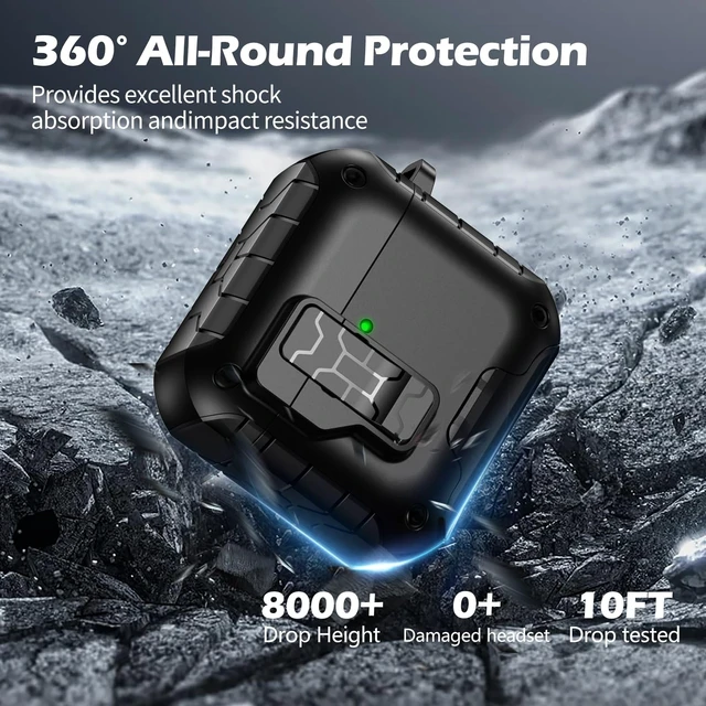Alt view image 3 of 7 - Magnetic Automatic Lock for AirPods 5 & 4 Case with Phone Stand Compatible with Apple AirPods 5 &4 Case Cover with Cleaner Kit &Magsafe & Carabiner, Drop-proof,Powerful 360° Protection