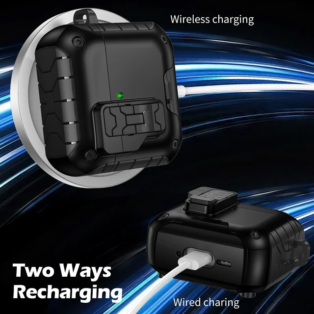 Alt view image 5 of 7 - Magnetic Automatic Lock for AirPods 5 & 4 Case with Phone Stand Compatible with Apple AirPods 5 &4 Case Cover with Cleaner Kit &Magsafe & Carabiner, Drop-proof,Powerful 360° Protection