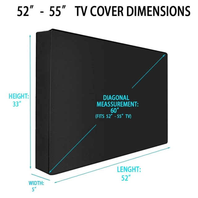 Alt view image 2 of 7 - Waterproof Outdoor TV Covers for 52 to 55 inches Outside-TV, 600D Tick Fabric TVs Screen Protector Cover with Remote Control Pocket - Size 52'' W x 33'' H x 5.5'' D