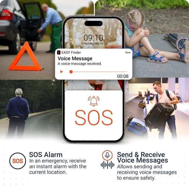 Alt view image 4 of 7 - Tracker for People with SOS Button for Emergency & Voice Message Up to 14 Days Battery - Geofence - Live App Tracking - Kids, Seniors with Dementia & Caregivers - Subscription Required