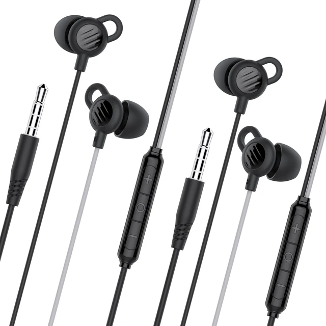 Main image of SleepTones Wired Sleep Earbuds 3.5mm Plug for Side Sleepers with Lightweight Low-Profile Silicone Earpieces, Noise Reduction Sleeping Headphones (2 Packs)