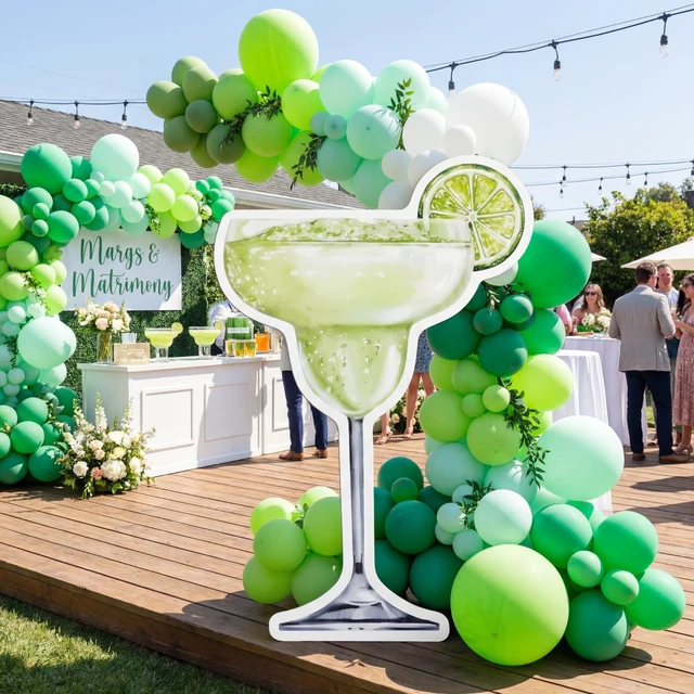 Alt view image 2 of 6 - 4ft Green Martini Cardboard Cutout a Tini Bit Older Birthday Espresso Martini Themed Standee for Women, Bachelorette Bridal Shower Bar Decor, Large Cocktail Glass with Black Bow