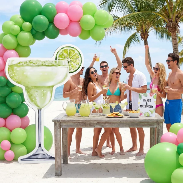 Alt view image 3 of 6 - 4ft Green Martini Cardboard Cutout a Tini Bit Older Birthday Espresso Martini Themed Standee for Women, Bachelorette Bridal Shower Bar Decor, Large Cocktail Glass with Black Bow