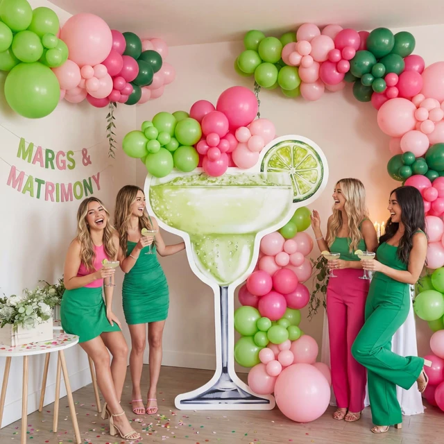 Alt view image 4 of 6 - 4ft Green Martini Cardboard Cutout a Tini Bit Older Birthday Espresso Martini Themed Standee for Women, Bachelorette Bridal Shower Bar Decor, Large Cocktail Glass with Black Bow