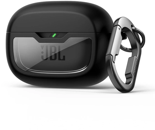 Main image of Case Cover for JBL Vibe Beam/JBL Vibe Beam 2/ JBL Vibe 200TWS Earbuds, Shockproof Magnetic Protective Headphone Cover, Rugged Bumper Case with Carabiner & Cleaning Kit & Removal Tool, Black